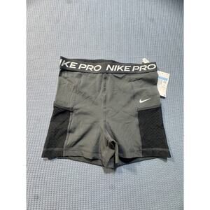 Nike Pro 3" Grey/Black Hi-Waisted Pockets Training Shorts Women's Sz M